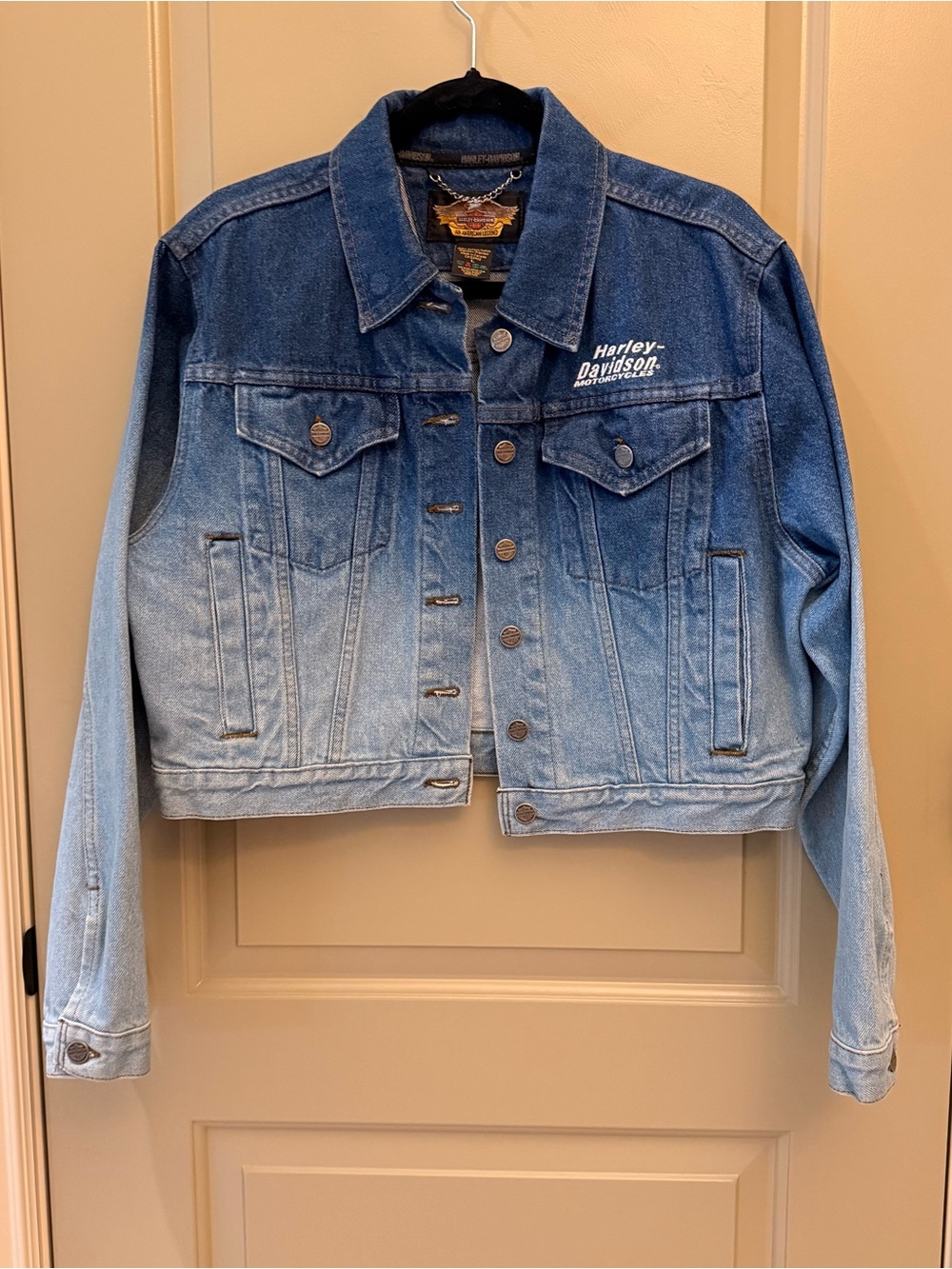 Harley-Davidson cropped ombré Jean Jacket